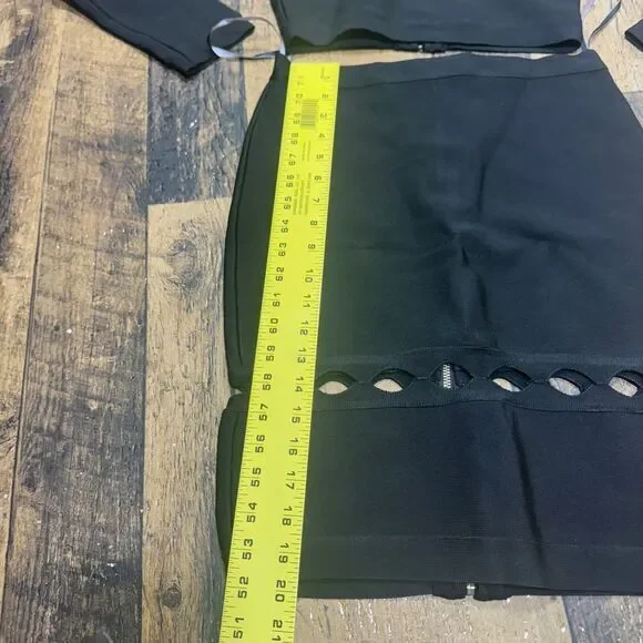 Herve Leger Trendy Black Two-Piece Cutout Bandage Dress Set Party Club zip - Picture 5 of 13